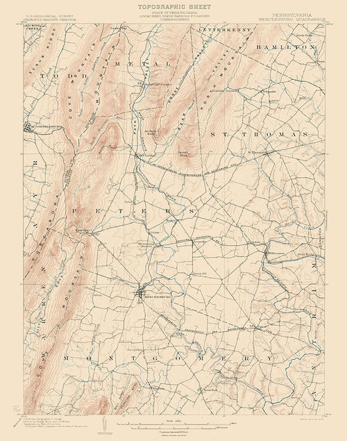 Mercersburg Pennsylvania Quad - USGS 1902 Poster Print by USGS USGS # PAMB0001