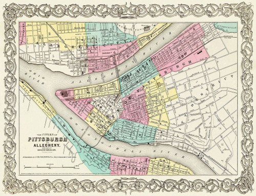 Pittsburg Pennsylvania - Colton 1855 Poster Print by Colton Colton # PAPI0003