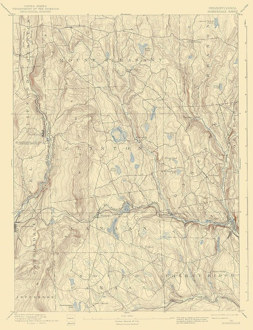 Honesdale Pennsylvania Quad - USGS 1892 Poster Print by USGS USGS # PAHO0002