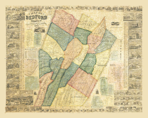 Bedford County Pennsylvania - Walker 1861 Poster Print by Walker Walker # PABE0007