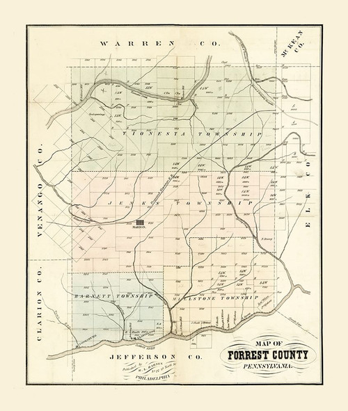 Forest County Pennsylvania - Barnes 1858 Poster Print by Barnes Barnes # PAFO0002