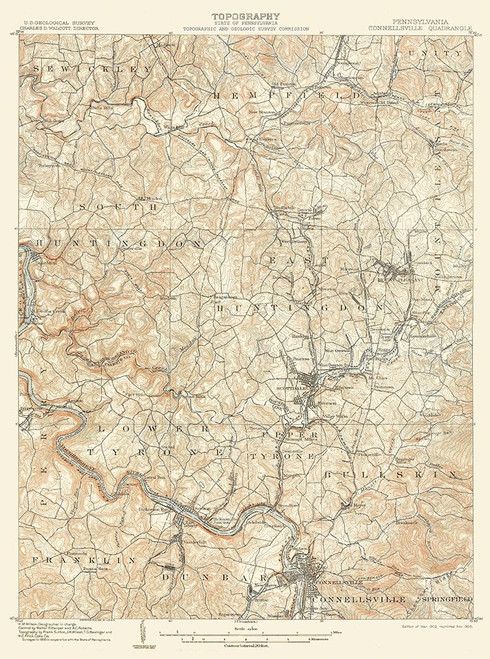 Connellsville Pennsylvania Quad - USGS 1902 Poster Print by USGS USGS # PACO0001
