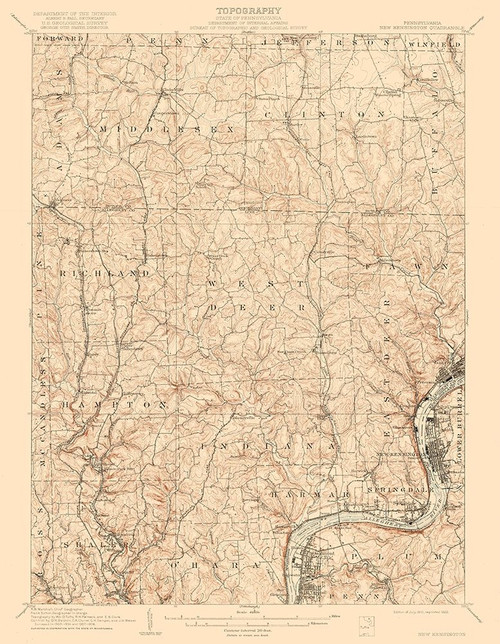 New Kensington Pennsylvania Quad - USGS 1910 Poster Print by USGS USGS # PANK0001