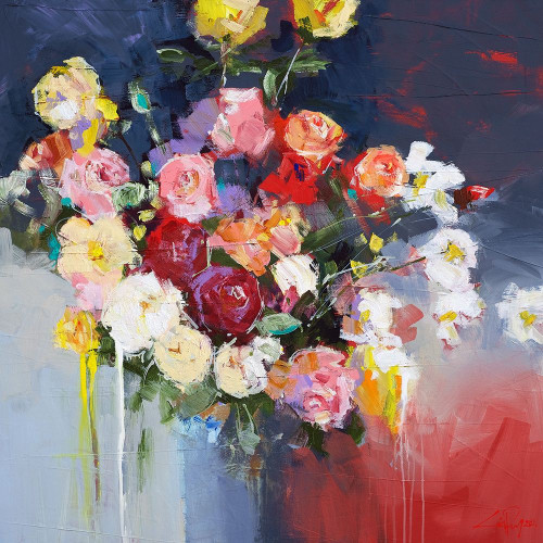 White Flowers Poster Print by Craig Trewin Penny # P1204D