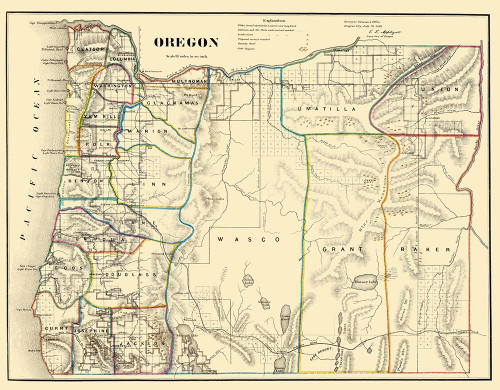 Oregon - USGLO 1866 Poster Print by USGLO USGLO # ORZZ0014