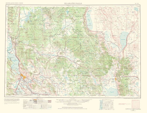 Klamath Falls Oregon California Quad - USGS 1968 Poster Print by USGS USGS # ORKF0001