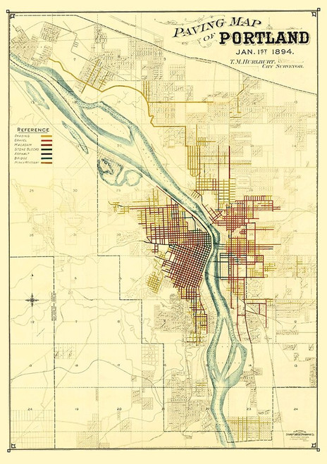 Portland Oregon Paving - Schmidt 1894 Poster Print by Schmidt Schmidt # ORPO0002
