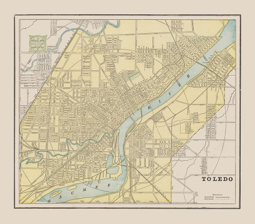 Toledo  Ohio  - Cram 1892 Poster Print by Cram Cram # OHTO0003