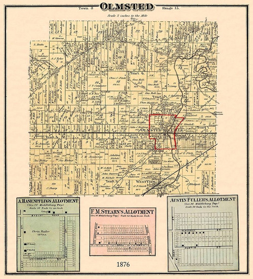 Olmsted Ohio Landowner - Titus 1876 Poster Print by Titus Titus # OHOL0001