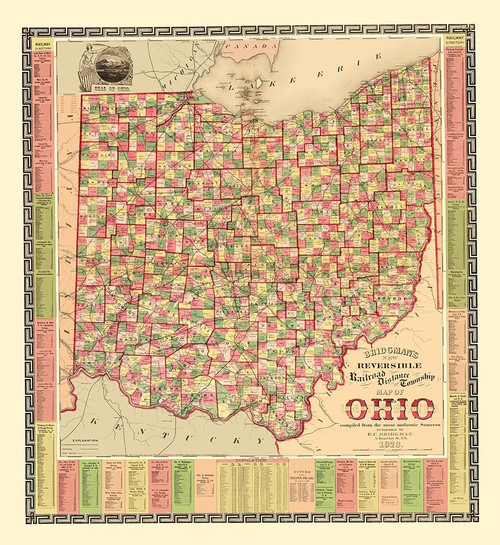 Ohio Railroad Distances and Townships 1873 Poster Print by Bridgman Bridgman # OHZZ0011