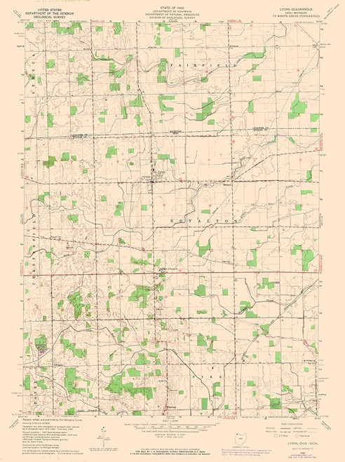 Lyons Ohio Quad - USGS 1960 Poster Print by USGS USGS # OHLY0001