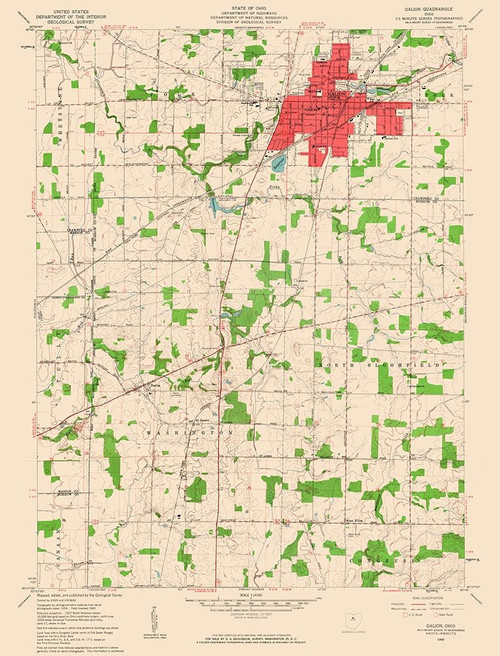 Galion Ohio Quad - USGS 1960 Poster Print by USGS USGS # OHGA0001