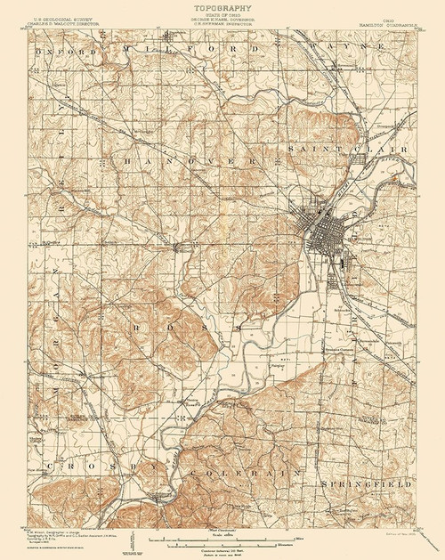 Hamilton Ohio Quad - USGS 1905 Poster Print by USGS USGS # OHHA0001