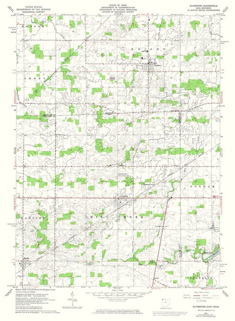 Alvordton Ohio Quad - USGS 1961 Poster Print by USGS USGS # OHAL0001