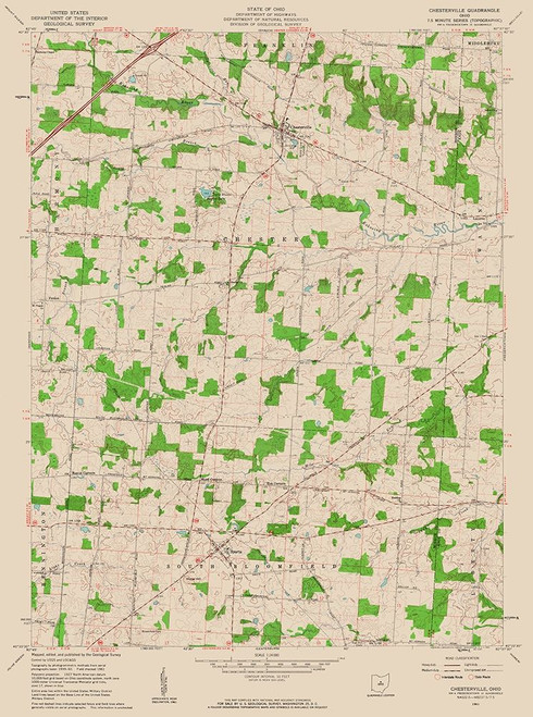 Chesterville Ohio Quad - USGS 1961 Poster Print by USGS USGS # OHCH0001