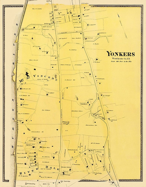 Yonkers, Central New York Landowner - Beers 1868 Poster Print by Beers Beers # NYYO0001