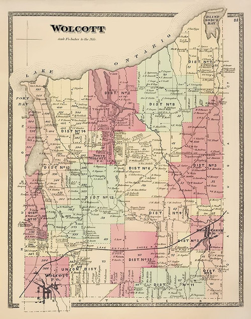 Wolcott New York Landowner - Beers 1874 Poster Print by Beers Beers # NYWO0002