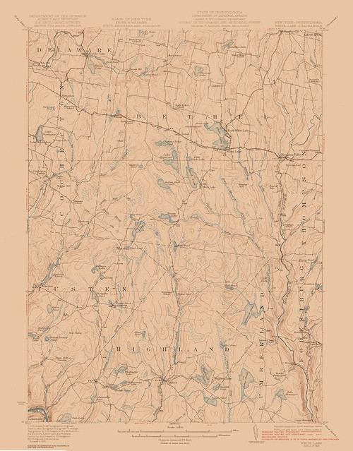 White Lake New York Quad - USGS 1922 Poster Print by USGS USGS # NYWL0001