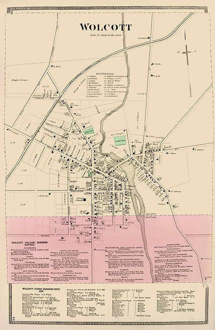 Wolcott New York Landowner - Beers 1874 Poster Print by Beers Beers # NYWO0001