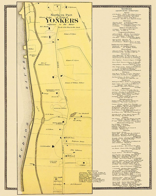 Yonkers, Northern New York Landowner - Beers 1868 Poster Print by Beers Beers # NYYO0002