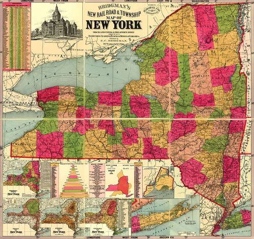 New York Railroads and Townships - Bridgman 1896 Poster Print by Bridgman Bridgman # NYZZ0011
