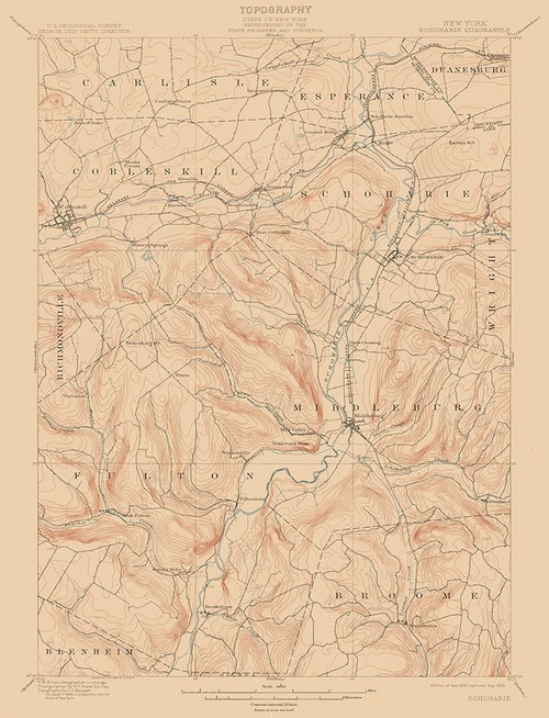Shoharie New York Quad - USGS 1900 Poster Print by USGS USGS # NYSH0004