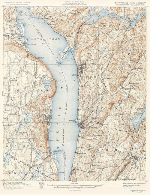 Tarrytown New York New Jersey Quad - USGS 1902 Poster Print by USGS USGS # NYTA0001