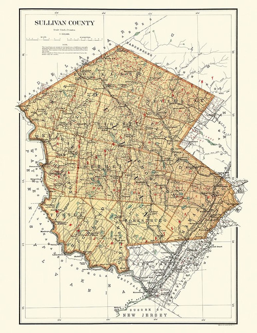 Sullivan New York Landowner - Bien 1895 Poster Print by Bien Bien # NYSU0003