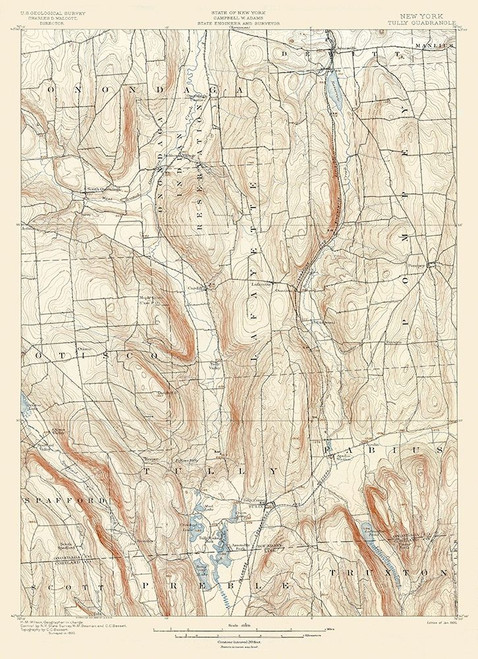 Tully New York Quad - USGS 1900 Poster Print by USGS USGS # NYTU0001