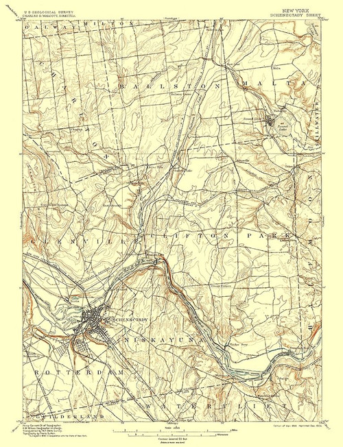 Schenectady New York Quad - USGS 1898 Poster Print by USGS USGS # NYSC0002