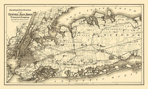 Central Railroad Extension of Long Island 1873 Poster Print by Colton Colton # NYLO0006
