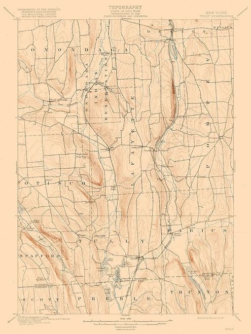 Tully New York Quad - USGS 1900 Poster Print by USGS USGS # NYTU0002