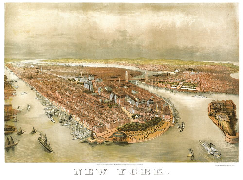 New York New York - Currier 1874 Poster Print by Currier Currier # NYNE0010
