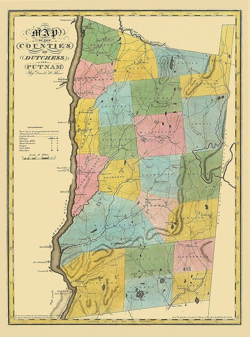 Dutchess  Putnam New York - Burr 1829 Poster Print by Burr Burr # NYDU0001