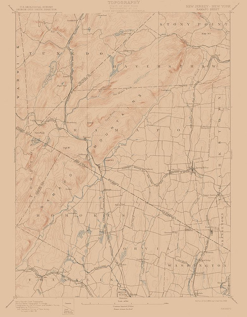 Ramapo New York Sheet - USGS 1893 Poster Print by USGS USGS # NYRA0002