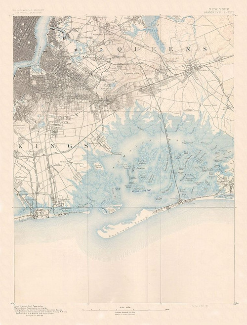 Brooklyn New York Quad - USGS 1891 Poster Print by USGS USGS # NYBR0004