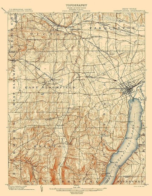 Canandaigua New York Quad - USGS 1903 Poster Print by USGS USGS # NYCA0003