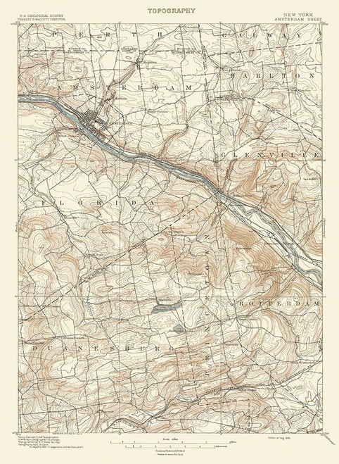 Amsterdam New York Sheet - USGS 1895 Poster Print by USGS USGS # NYAM0001