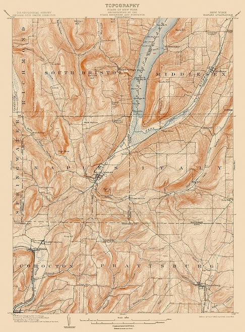 Naples New York Quad - USGS 1903 Poster Print by USGS USGS # NYNA0001