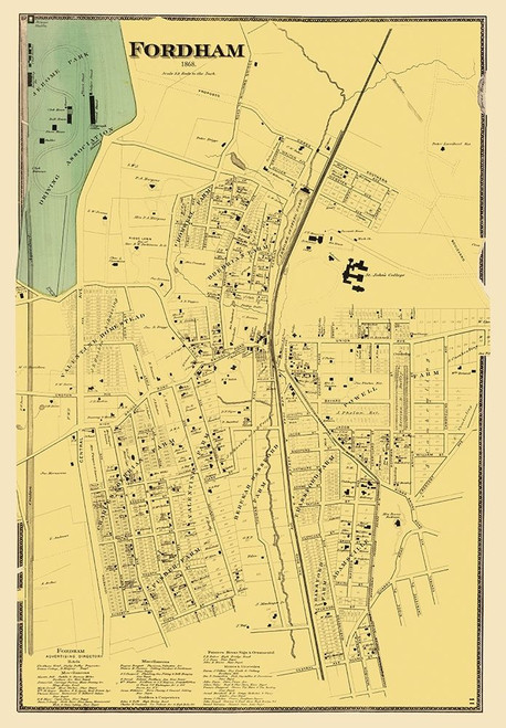 Fordham New York Landowner - Beers 1868 Poster Print by Beers Beers # NYFO0001