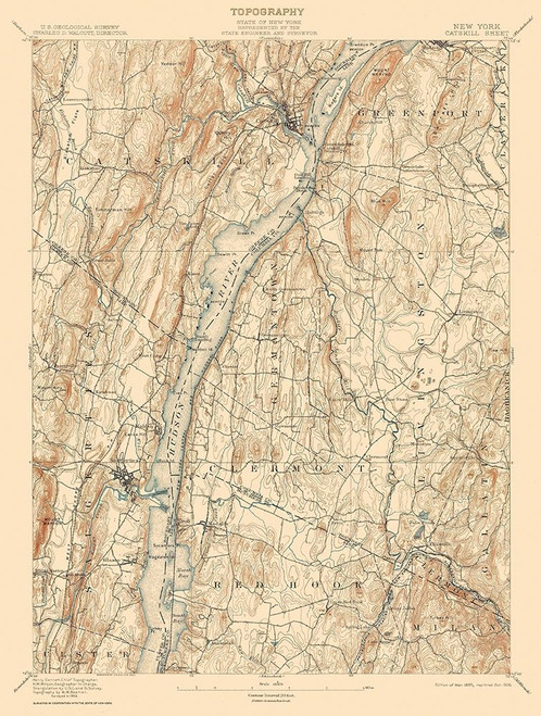 Catskill New York Sheet - USGS 1895 Poster Print by USGS USGS # NYCA0005