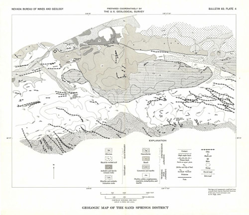 Sand Springs District Nevada Mines - USGS 1951 Poster Print by USGS USGS # NVSA0001