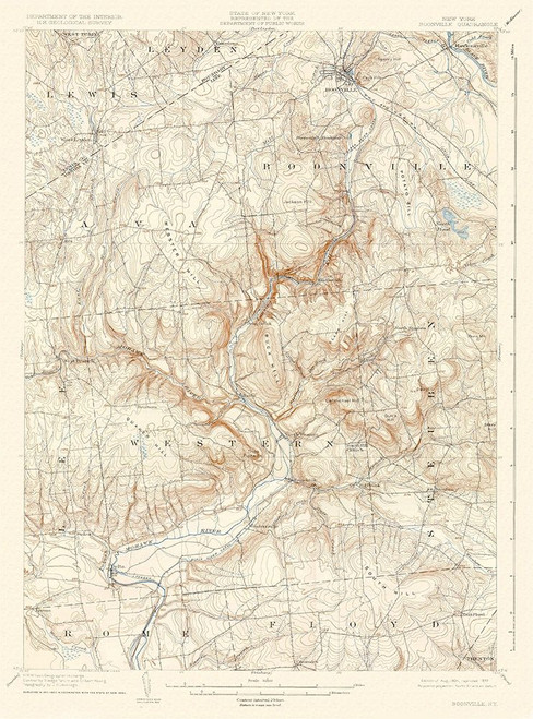Boonville New York Quad - USGS 1904 Poster Print by USGS USGS # NYBO0001