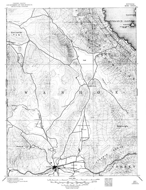 Reno Nevada Sheet - USGS 1889 Poster Print by USGS USGS # NVRE0004