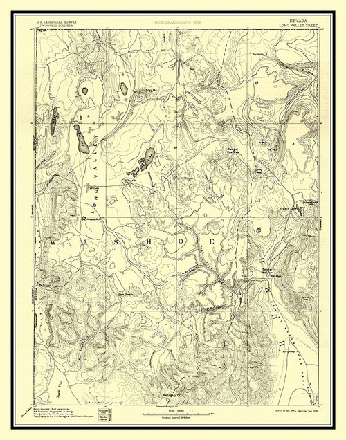 Long Valley Nevada Sheet - USGS 1894 Poster Print by USGS USGS # NVLO0002
