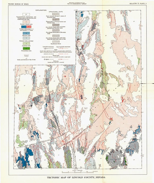 Lincoln County Tectonic Nevada Mines - USGS 1998 Poster Print by USGS USGS # NVLI0003