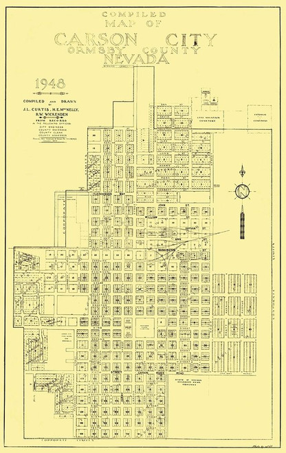Carson City Nevada Plat - Curtis 1948 Poster Print by Curtis Curtis # NVCA0001