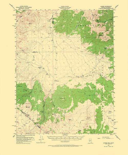 Aurora Nevada California Quad - USGS 1956 Poster Print by USGS USGS # NVAU0002