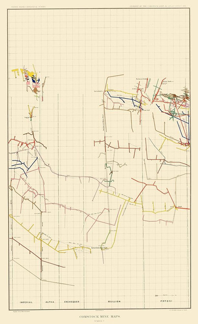 Comstock Mine Number Five Nevada - Becker 1882 Poster Print by Becker Becker # NVCO0013