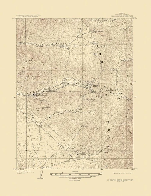 Rochester Mining Nevada - USGS 1928 Poster Print by USGS USGS # NVZZ0006